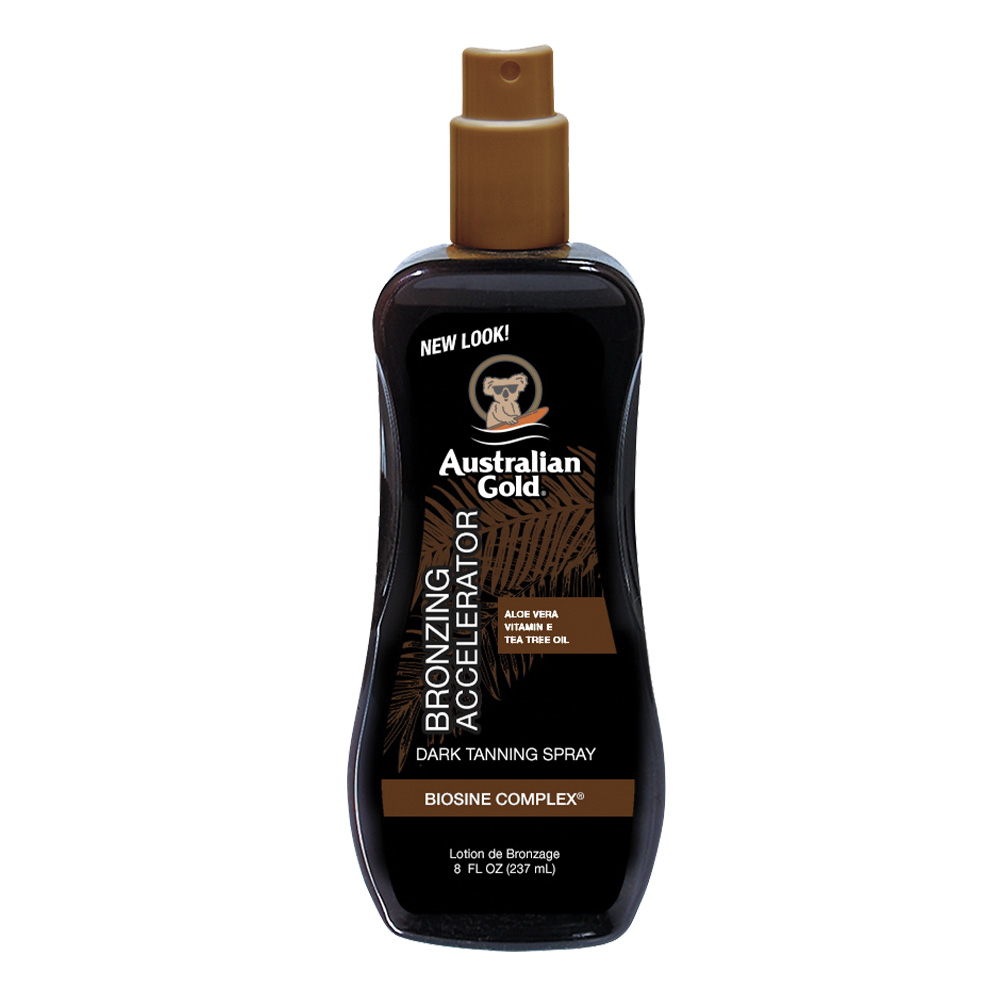 La formula intensificante più venduta in assoluto dal 1987, loriginale Accelerator, ora in versione Spray Gel arricchita di autoabbronzanti e bronzers per unabbronzatura ancora più scura ed intensa.
Formula con Biosine complex, aloe vera, provitamina B5 e vitamine A ed E.
Cosa sono i natural bronzers? Sono pigmentanti naturali che donano un colore aggiuntivo immediato che dura 1-2 giorni
Cosè il DHA? E un derivato dello zucchero di canna che, legandosi alle proteine dello strato corneo,  forma una sostanza bruna che dona alla cute un aspetto ancora più abbronzato.